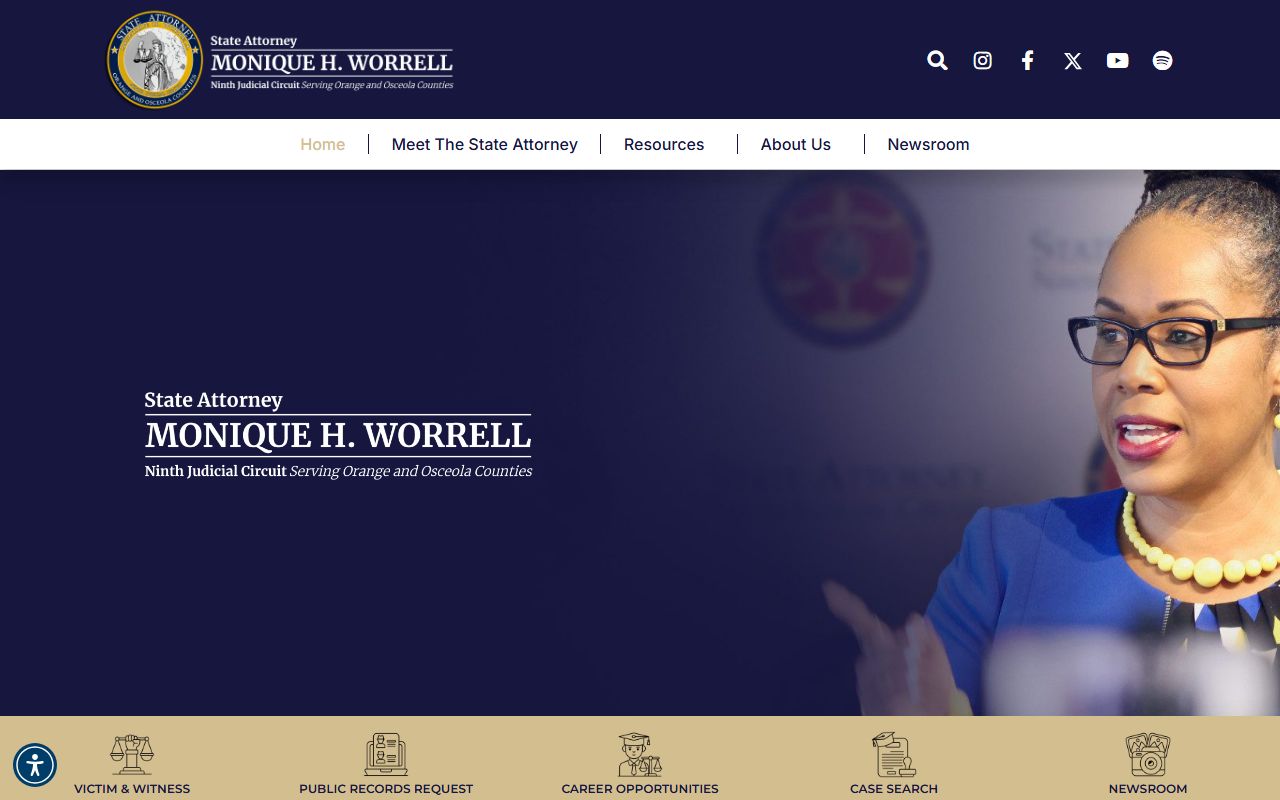 Ninth Judicial Circuit State Attorney homepage tied to Orange County court records after an arrest
